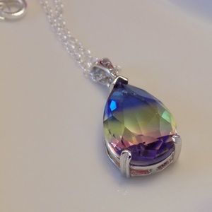 🌈Mystic Fire🔥 Ombre Gemstone Pendant Necklace💎